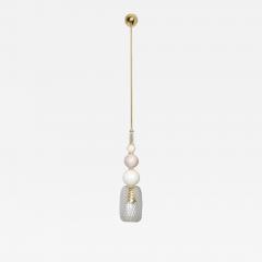 Contemporary Bespoke Italian Crystal Pink Gold Cream Murano Glass Pendant Light - 1475312