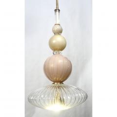 Contemporary Bespoke Italian Crystal Pink Gold Cream Murano Glass Pendant Light - 1498240