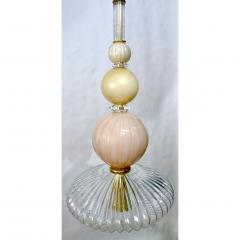 Contemporary Bespoke Italian Crystal Pink Gold Cream Murano Glass Pendant Light - 1498241