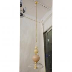 Contemporary Bespoke Italian Crystal Pink Gold Cream Murano Glass Pendant Light - 1498242