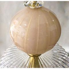 Contemporary Bespoke Italian Crystal Pink Gold Cream Murano Glass Pendant Light - 1498243