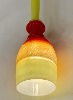 Contemporary Bespoke Italian Organic Yellow Orange Murano Glass Pendant Light - 3355250