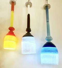 Contemporary Bespoke Italian Organic Yellow Orange Murano Glass Pendant Light - 3355254