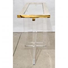 Contemporary Bespoke Modern Geometric Design Clear Lucite and Gold Steel Console - 1498288