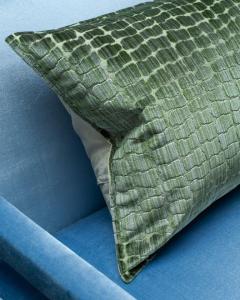 Contemporary Bevilacqua Green Silk Velvet Pillows In Crocodile Pattern - 3344872