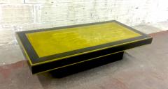 Contemporary Big Coffee Table in Black Lacquer and Bronze Engraved Top - 414214