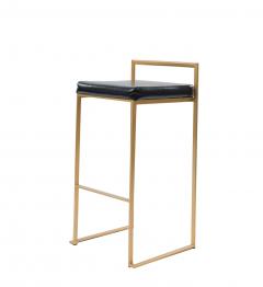 Contemporary Black Leather Bar Stools - 4171762