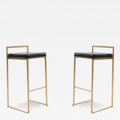 Contemporary Black Leather Bar Stools - 4198986