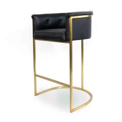 Contemporary Black Leather Bar Stools - 4666069