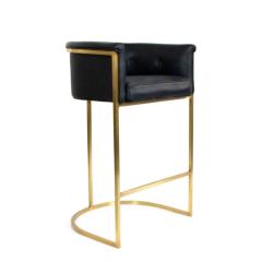 Contemporary Black Leather Bar Stools - 4666073