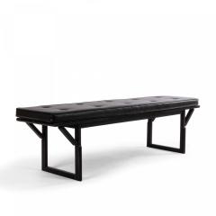 Contemporary Black Leather Button Tufted Benches - 4666044