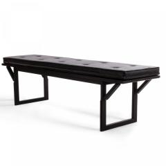 Contemporary Black Leather Button Tufted Benches - 4666046