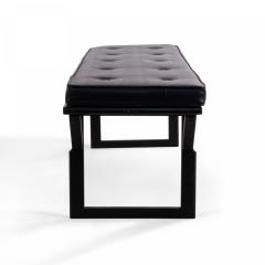 Contemporary Black Leather Button Tufted Benches - 4666047
