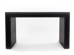 Contemporary Black Leather Desk with Brass Rivets - 2793670