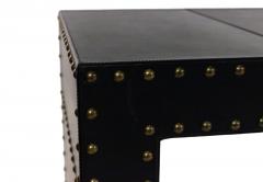 Contemporary Black Leather Desk with Brass Rivets - 2793671