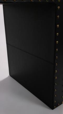 Contemporary Black Leather Desk with Brass Rivets - 2793673