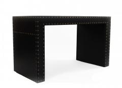 Contemporary Black Leather Desk with Brass Rivets - 2793674