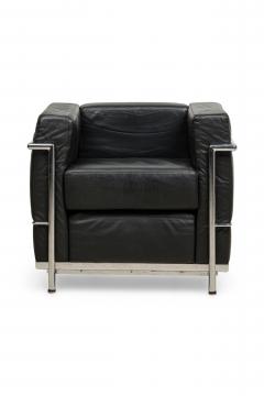 Contemporary Black Leather and Steel Tube Lounge Chairs - 4656249