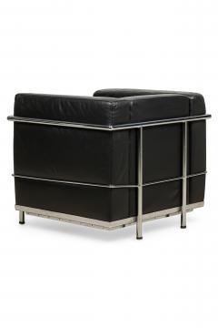 Contemporary Black Leather and Steel Tube Lounge Chairs - 4656252