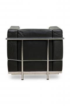 Contemporary Black Leather and Steel Tube Lounge Chairs - 4656253