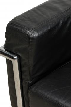 Contemporary Black Leather and Steel Tube Lounge Chairs - 4656255