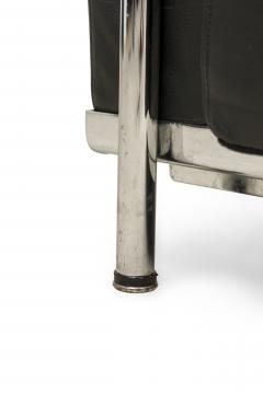Contemporary Black Leather and Steel Tube Lounge Chairs - 4656257
