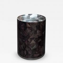 Contemporary Black Mother of Pearl Mosaic Drum Table - 3196904