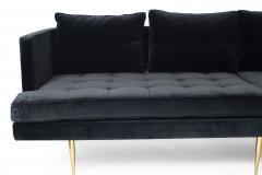 Contemporary Black Velvet Sofa - 4171769