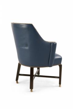 Contemporary Blue Leather Rounded Back Club Armchair - 4667717