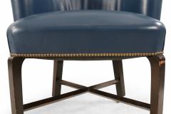 Contemporary Blue Leather Rounded Back Club Armchair - 4667721