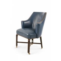 Contemporary Blue Leather Rounded Back Club Armchair - 4729286