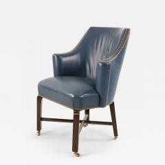 Contemporary Blue Leather Rounded Back Club Armchair - 4729293