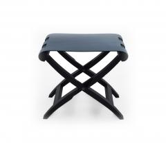 Contemporary Blue Pony Hair Stool - 1378504