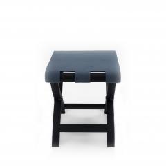 Contemporary Blue Pony Hair Stool - 1378505
