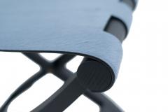 Contemporary Blue Pony Hair Stool - 1378507