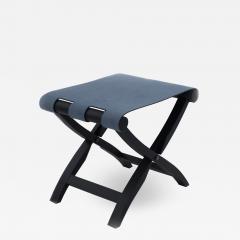 Contemporary Blue Pony Hair Stool - 1382907