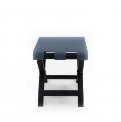 Contemporary Blue Pony Hair Stool - 4665307