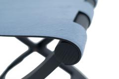 Contemporary Blue Pony Hair Stool - 4665309
