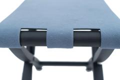 Contemporary Blue Pony Hair Stool - 4665312