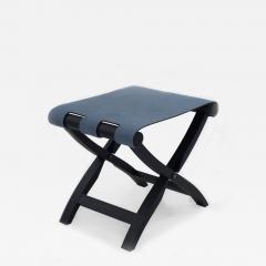 Contemporary Blue Pony Hair Stool - 4728936