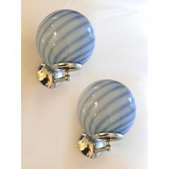 Contemporary Blue Swirl Rods Murano Glass Wall Sconces Set of Two - 4567378