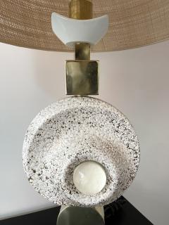 Contemporary Brass Ceramic Murano Glass Eye Sculpture Lamp Italy - 2876407