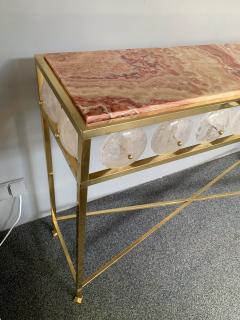 Contemporary Brass Console Rock Crystal Onix Italy - 1113649