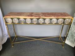 Contemporary Brass Console Rock Crystal Onix Italy - 1113652