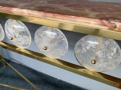 Contemporary Brass Console Rock Crystal Onix Italy - 1113656