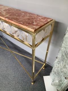 Contemporary Brass Console Rock Crystal Onix Italy - 1113657