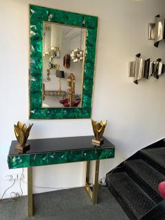 Contemporary Brass Mirror Console Set Murano Glass Italy - 1310023