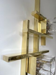 Contemporary Brass Murano Glass Cubic Sconces Italy - 2199615