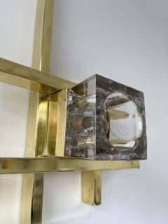 Contemporary Brass Murano Glass Cubic Sconces Italy - 2199622