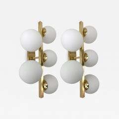 Contemporary Brass Sconces Opaline Glass Ball Italy - 921069